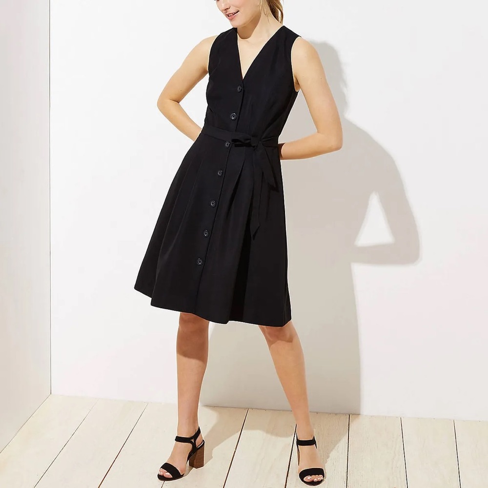 Loft button down flare dress. (W/O BOW) Petite.